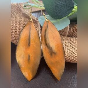 Natural Magnolia Leaf Earrings